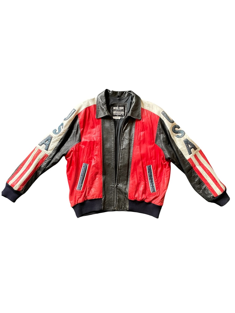 Vintage Michael Hoban USA Flag Leather Jacket circa 1982